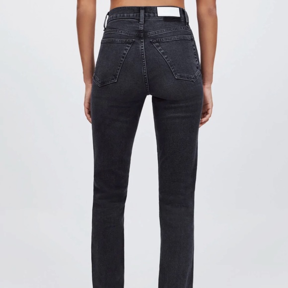 Re/Done NWT Washed Black Comfort Stretch 70s Straight Denim Jean - Picture 3 of 15